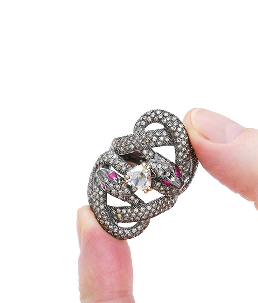 Sylvie Corbelin Double Adamante Double Snake Ring