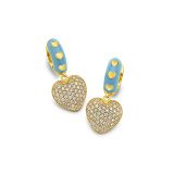 Buddha Mama Enamel Heart Huggies Earrings