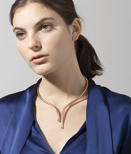 Marina B. Trisolina Asymmetrical Pavé Collar