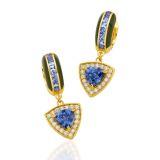 Buddha Mama Tanzanite Trillion Hoops Earrings