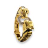 David Webb Twin Lion Scroll Bracelet