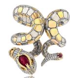 Elie Top Diamond Rubellite Serpent Cuff