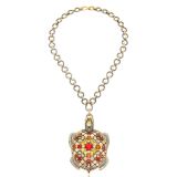 Elie Top Beryl Sapphires and Diamonds Tortue Pendant