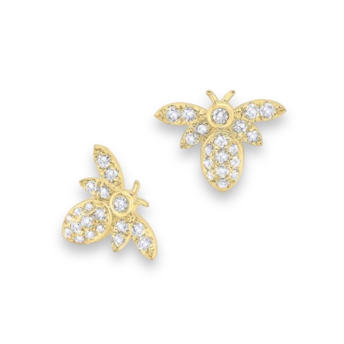 Kc Diamonds Gold and Diamond Bee Earrings