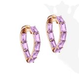 Goshwara Heart Shape Lavender Amethyst Hoop Earrings