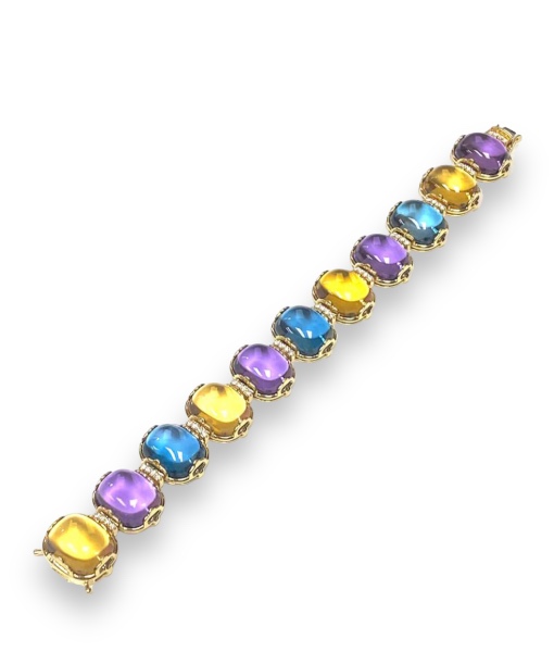 Goshwara Multi Color Cushion Bracelet with Diamonds