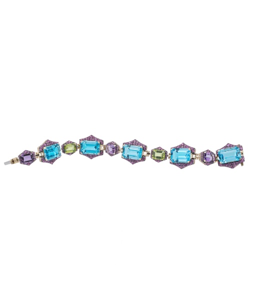 Goshwara Blue Topaz, Peridot & Amethyst Bracelet