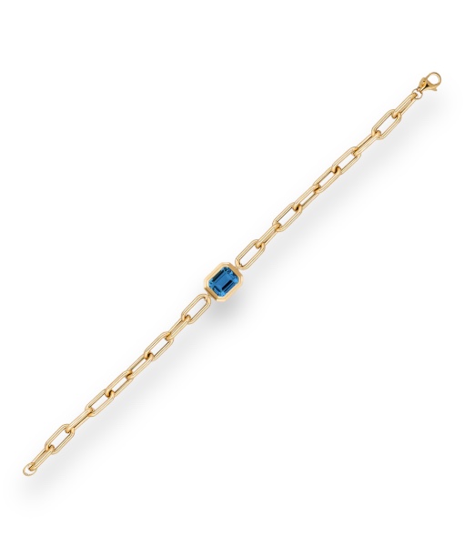 Goshwara London Blue Topaz Emerald Cut Bezel Set Bracelet