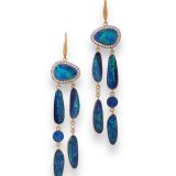 Jorge Adeler Women's Australian Black Opal Doublet and Diamond Earrings