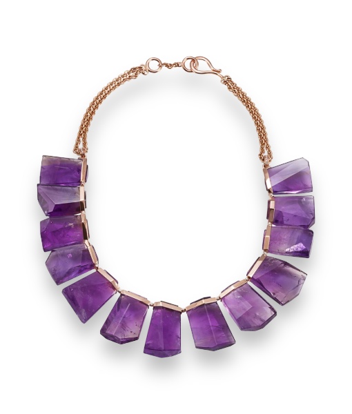 Women’s Mirror Cut Amethyst and Diamond Necklace