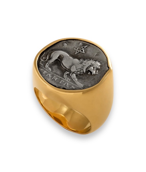 Jorge Adeler Men's Ancient, Authentic Lion Coin Ring