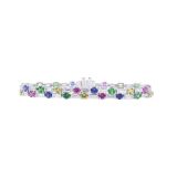 Oscar Heyman Platinum Dots and Dash Multi-Color Gemstone Bracelet