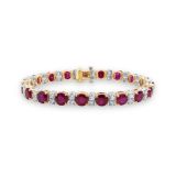 Oscar Heyman Platinum & Gold Round Ruby Bracelet