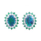 Oscar Heyman Platinum and Black Opal Earrings