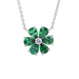 Oscar Heyman Platinum Tsavorite Flower Pendant