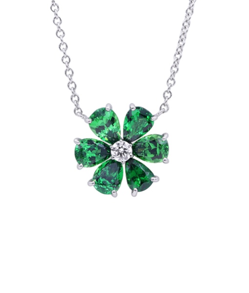 Oscar Heyman Platinum Tsavorite Flower Pendant