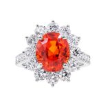 Oscar Heyman Platinum Mandarin Garnet Ring