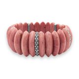 Garden of Stephen Rhodonite Marquise Stretch Bracelet in Sterling Silver