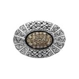 Stephen Dweck Kyoto Champagne Diamond Engraved Ring in Sterling Silver