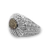 Stephen Dweck Kyoto Champagne Diamond Engraved Ring in Sterling Silver