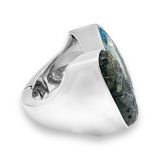 Stephen Dweck Garden of Stephen Hand Carved Labradorite Faceted Blue Topaz Ring in Sterling Silver