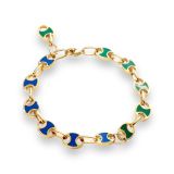 Syna Geometrix Emerald & Lapis Enamel Bracelet