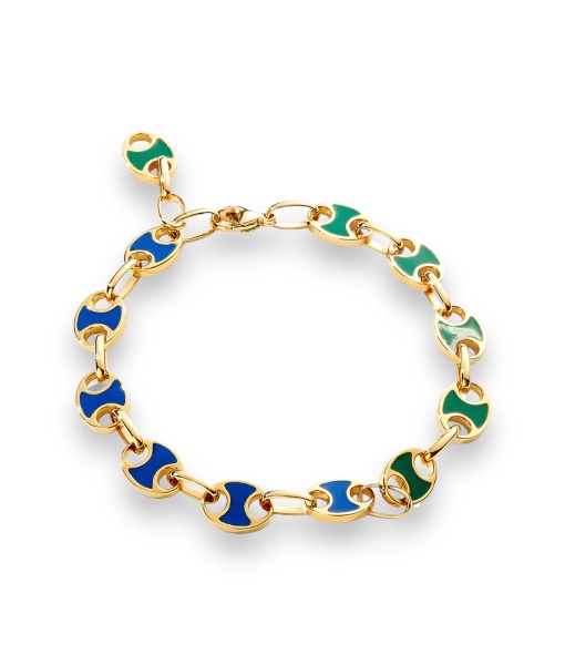 Syna Geometrix Emerald & Lapis Enamel Bracelet