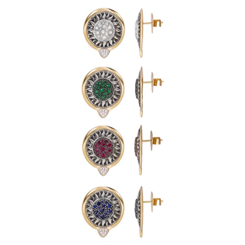 Marina B Soleil Precious Stone Pavé Stud Earrings