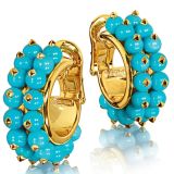 Verdura Beaded Hoop Earclips in Turquoise