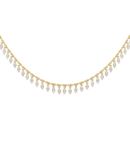 Kc Diamond Marquis Shape Fringe Necklace