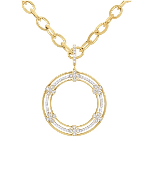 Kc Diamond Circle Clover Necklace