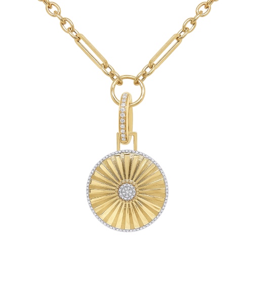 Kc Diamond Textured Medallion Necklace